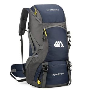 Sacos ao ar livre 50L Mochila de Viagem Camping Homens Grande Saco de Caminhada Turista Mochila Impermeável Esportes Escalada Montanhismo Bagagem 231114