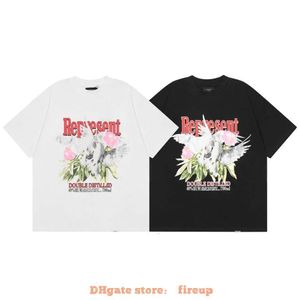 Designer Fashion Clothing Mens Tees Tshirt Represents Summer Peace Dove Flower Letter Print Round Neck Loose High Street Br Men's Women's Short Sleeve T-shirt