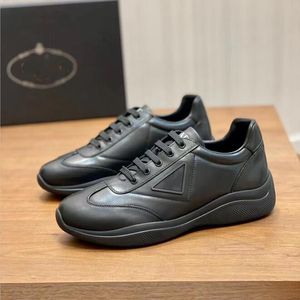 Fashion Men Dress Shoes Senior America's Cup Running Sneakers Italy Refined Elastic Band Low Tops Black White Leather Designer Outdoor Tennis Sports Shoes Box EU 38-45