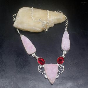 Chains Gemstonefactory Jewelry Big Promotion Unique 925 Silver Natural Agate Druzy Red Garnet Women Chain Necklace 42cm 202301464