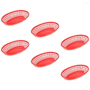 Conjuntos de louça 6 pcs lanche cesta conveniente oval pão armazenamento plástico placas fritas recipientes sobremesas delicatessen servindo compacto