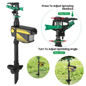 Vattenutrustning Sprinkler Automatisk roterande stor area Solenergi -rörelse Aktiverad Animal Repeller Garden Herent 230414