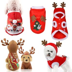 Hundkläder julkläder Santa kostym för mops chihuahua Yorkshire husdjur kattkläder jacka kappa husdjur 2024 år 231114
