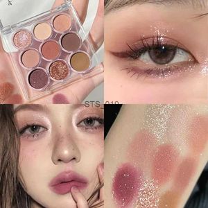 Eye Shadow Nine-color Eye Shadow Palette Smoke Rose Pink Purple Blue Neon Green Glitter Matte Eye Shadow Fashion Shiny Portable Eye MakeupL231115