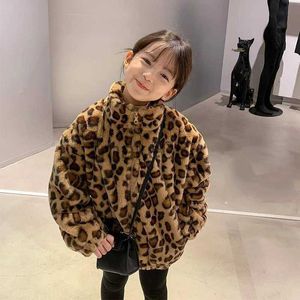 Giacche Ragazza Giacca con stampa leopardata Cappotto in pile di velluto addensato per bambini Autunno Inverno Imbottitura in cotone Capispalla da 1 a 8 anni Abbigliamento per bambini J231115