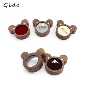 Jewelry Boxes Lovely Walnut Wood Ring Box Proposal Engagement Ring Holder Jewelry Storage boxes case organizador for a gift 231115