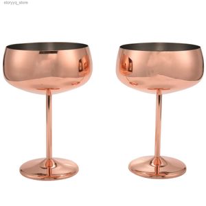 Copos de vinho cobre cupê champanhe copos 2 aço inoxidável vintage martini coquetel taça de vinho q231115