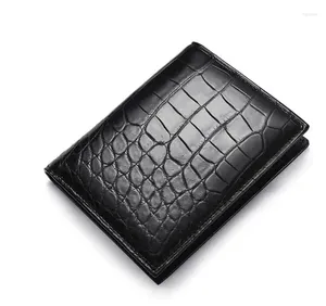 Plånböcker äkta krokodil hud plånbok handväska kort bank pengar kontanthållare fodral med ko foder brun färg
