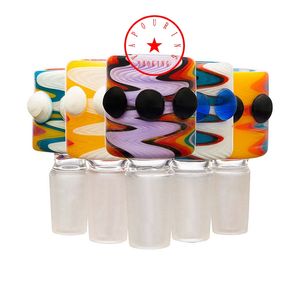 New Three Dot Colorful Wig Wag Glass Smoking Replaceable 14MM 18MM Male Joint Herb Tobacco Filter Bowl Oil Rigs Waterpipe Bong DownStem Bubbler Cigarette Holder DHL