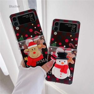 Cell Phone Cases Cute Christmas Merry Old Man Deer Stand Holder Phone Case For Samsung Galaxy Z Flip 5 4 3 Z Flip5 Flip4 Zflip3 Lovely Hard CoverL2402