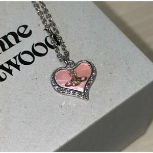 Designer Fashion Vivian West Wood Pink Love Pendant Sparkling Diamond Necklace Rose Gold Saturn Collar Chain Women's 2023 New25554