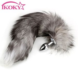 Brinquedos anais IKOKY Fox Tail Plug Metal Anus Dilatador Sexo para Mulheres Homem Gay Smooth Touch Butt Beads Próstata Massageador 231114