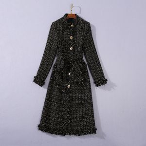 1108 XXL 2023 Milan Runway Coat Autumn Märke samma stil kappbesättning Nacke paljetter av hög kvalitet svart långärmad kvinnor kläder mode sh