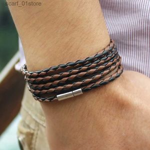 Chain TYO Fashion 5 Layer Leather Bracelets Charm Bangle Handmade Round Rope Turn Buckle Bracelet For Women Men Low Price WholesaleL231115