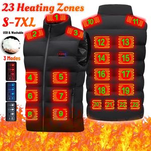 Gilet da uomo Giacca riscaldata elettrica Uomo Donna 23 zone di riscaldamento Gilet termico lavabile Scaldacorpo Giacca di ricarica USB per campeggio all'aperto S-7XL 231115