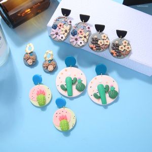 Brincos de panos polímero argila colorida gota adorável feita à mão redonda macia tendências DIY Designs personalizados para o verão