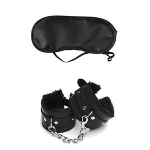 Vuxna leksaker 2st Pu Leather Sex Handbojor med ögonmask för parspel slav bondage begränsningar erotiska tillbehör 231114