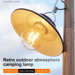 Latarnia kempingowa USB kemping Latarnia Retro LED Lampa Lampa wodoodporna Wodoodporna praca Ogród Ograniczny Wiszący Ścieżka Street Street Lampa Lampa Q231116