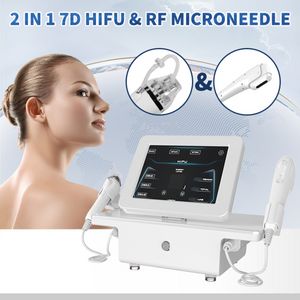 Bärbar 2 i 1 7D HIFU RF Microneedling Machine Scar Stretch Mark Borttagning Acne Treating Skin Rejuvenation Ansiktslyftning Kropp Slimmningsutrustning Dubbla handtag