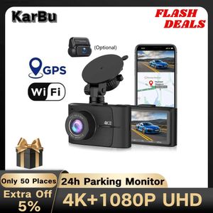 Auto DVR Dashcam 4K GPS WIFI 24h Parkplatz Monitor Dash Cam Für Auto Kamera Vorne Und Hinten 2 Dvrs Para Coche Kamera Samochodowa Rejestrator Q231115