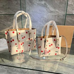 NEW Cherry Tote Bag C-letter Designer Bag Totes Women Genuine Leather Luxurys Handbags Flower Print Shoulder Bag Large Capacity Shopping Bag Fashion Crossbody Purse