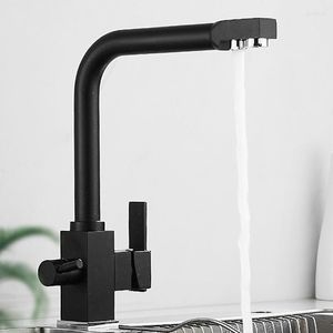 Kitchen Faucets Filter Gold Black Brass 360 Rotation And Cold Water Mixer Tap