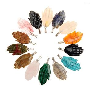 Hänghalsband 24st Big 43 25mm Radiesthesia Halsband Pendants Natural Stone Handcarved Crystal Quartz smycken pärlor för DHGARDEN DH76J