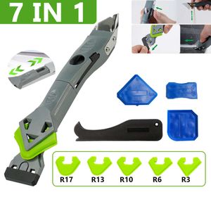 NY SILICONE SCRAPER SEALANT STOLT REMOVER TOOL SET 7 i 1 våningen Caulk Finisher Grout Kit Glass Lime Angle Scraper Set Accessoriess