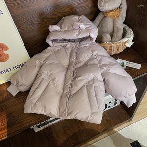 Para baixo casaco menina jaquetas leves 2023 inverno crianças roupas com capuz outerwear pato branco preencher jaqueta do bebê quente