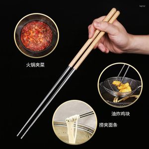 Chopsticks rostfritt stål långa kocknudlar friterade potten kinesisk återanvändbar metallpinnar bordsartiklar