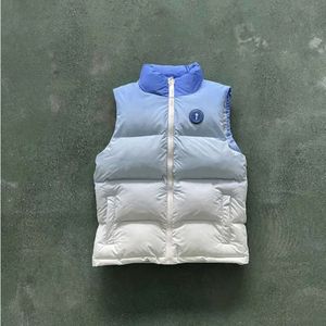 남성용 재킷 2023 남성 트랩 스타 재킷 IRONGATE 배지 GILTE-ICE BLUE 1 최고 품질의 자수 레터링 Zip Closure Vest Women Coat Fashion