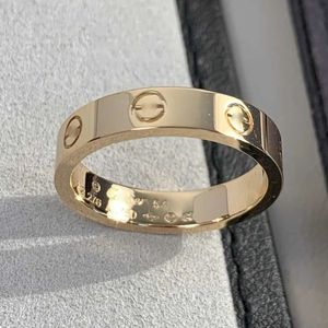 الخواتم حلقات حلقات 18K 3.6 مم خاتم الذهب لن تتلاشى الخاتم الضيق بدون نسخ رسمية للعلامة التجارية الفاخرة مع CO
