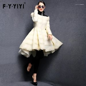 Women's Down Pleated Wave Skirt 2023 Fashion Women Winter Jackets Warm Long Slim Coat Female Big Swing Ladies Outwear Dress1