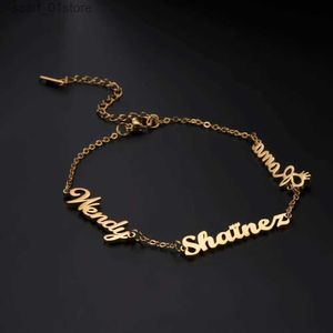 Chain Lemegeton Personalized Bracelet Custom Name Bracelets for Women Stainless Steel Customized Charm Family Couple Gift Name JewelryL231115