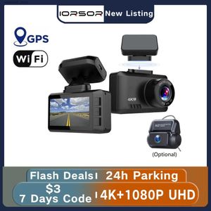 Carro dvr Dashcam 4K GPS WIFI 24h Monitor de estacionamento Dash Cam para câmera de carro Mini DVR Para Coche Frente e traseira Dual DVRs Registrador de vídeo Q231116