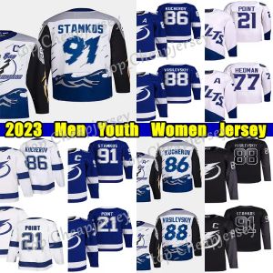 CUSTOM 91 Steven Stamkos Reverse Retro Hockey-Trikot 86 Nikita Kucherov 88 Andrei Vasilevskiy Brayden Point Victor Hedman Sergachev Conor