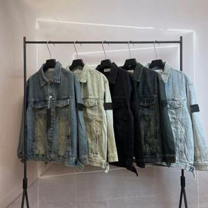 Designers Herr Stones Island Jackets denim Classic Badge Sleeve Logo Långärmad Kvinnor Lossa Simple Cotton Cortile Outwear Coats