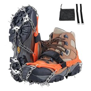 Bergsklättringar Crampons Crampons Shoes 19 Spikes Ice Snow Gripper Shoes Camping Anti-Slip Climbing Protect for Walking Jogging på Snow and Ice 231114