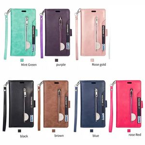Multifunction Leather Wallet Cases For Iphone 15 Plus 14 13 Pro Max 12 11 X XS XR 8 7 6 Iphone15 Zipper Flip Cover Photo 9 ID Slot Card Holder Stand Pouch Purse Cover Strap