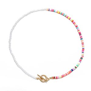 Beaded Halsband Volaf Fashion Böhmen Summer Beach Necklace Choker Stack Rainbow Vinyl Disc Bead Surfer Stretch smycken Kvinnor VNE138 DHDTO