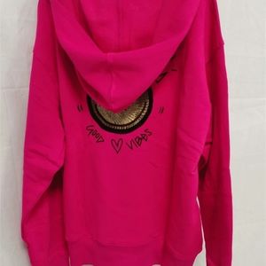 Erkekler geri nakış mektupları gül pembe kapüşonlu sweatshirt kadınlar 231114