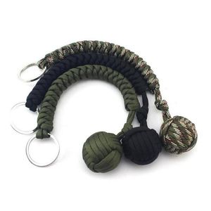 Party Favor Security Protection Black Monkey Fist Steel Ball Bearing Self Defense Tool Outdoor Travel Lanyard Survival Schlüsselanhänger Za2 Dhxqj