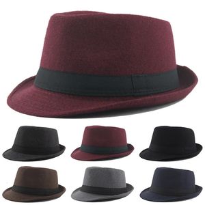 Breda randen hattar hink klassiker hösten 2023 vinter kort filt fedoras hatt män svart panama vintage topp sombrero trilby mens hattar gentleman fedora 231114