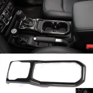 Outros acessórios interiores Fibra de carbono Abs Gear Shift Frame Decoração Er Fit para Jeep Wrangler Jl Adicionar acessórios interiores Dro Dhfyz