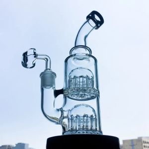 Kalın cam bong nargile 12 kol ağacı percolator perc yağ kuleleri çift dab teçhizat 14mm kadın erkek eklem su boruları ll