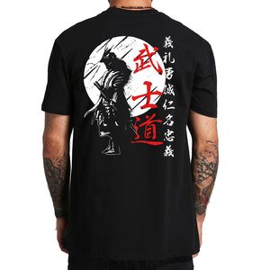 Mäns T-shirts Japan Samurai Spirit T Shirts Japanese Style Back Print EU Size 100% Cotton Tops T-shirt Bushido Male Gifts Tee 230414