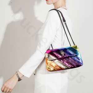 Kurt Geiger Bag Mini Kensington Shoulder Bags Designer Kvinna Handväska Kedja Kvinnor Rainbow Leather Eagle Cross Body Påsar Färgglada randiga shoppinghandväskor