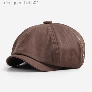 Berets Dad Cotton Octagonal Hat Male Leisure Ivy Cap Adult Newsboy Hats Men Berets Head 55-60CML231115