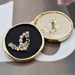 NO5 Pearl Crystal Letter Buttons for Coat Jacket Sweater Round Diy Sewing Button 25mm