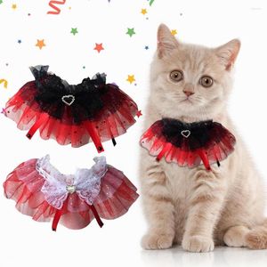 Dog Collars Pet Collar Cotton Open Lacing Bow-knot Decor Cat Neckerchief Washable Easy-wearing Non-Fading Neck Circle Accessories